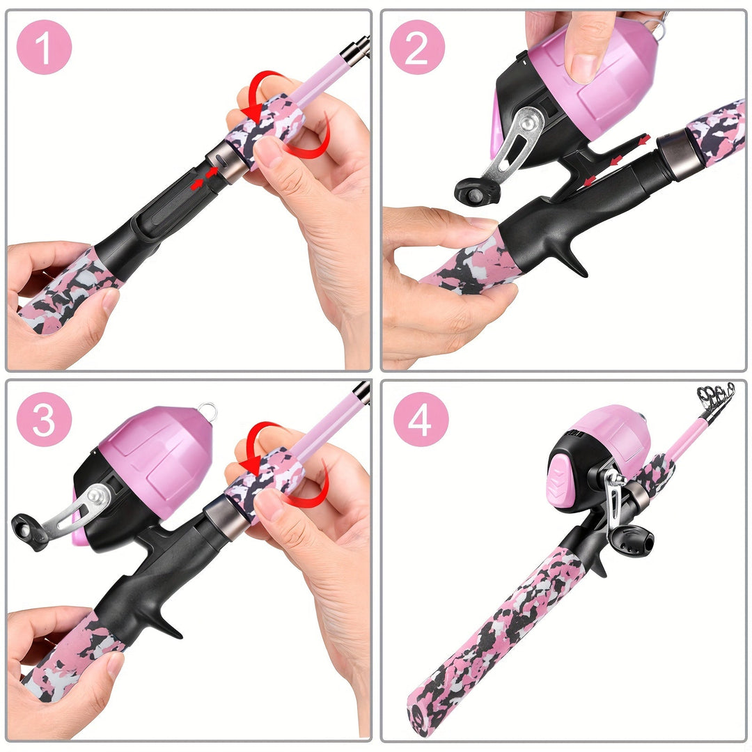 Complete Telescopic Fishing Rod and Reel Set with Carry Bag and Tackle Box