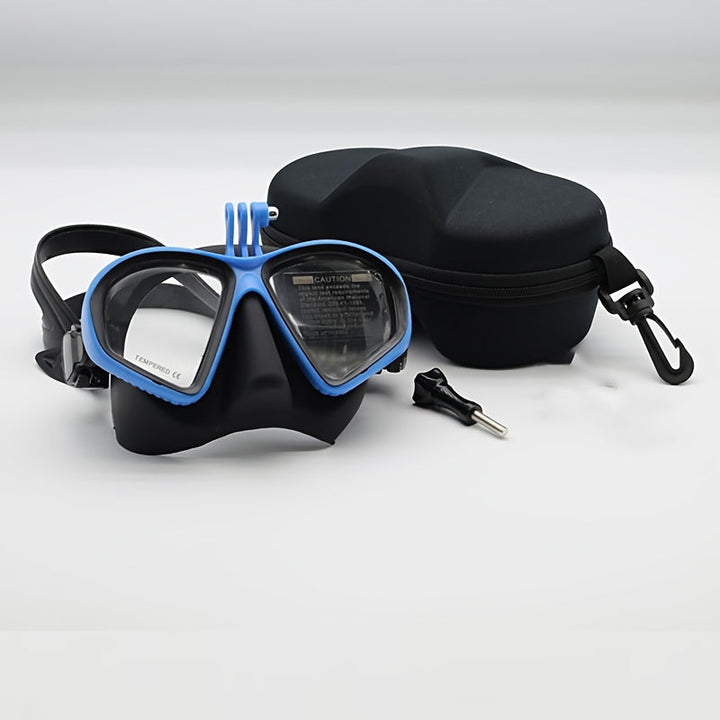 Gehärtete Tauchmaske mit Tasche - Taucherbrille mit Antifog und Kamerahalterung
