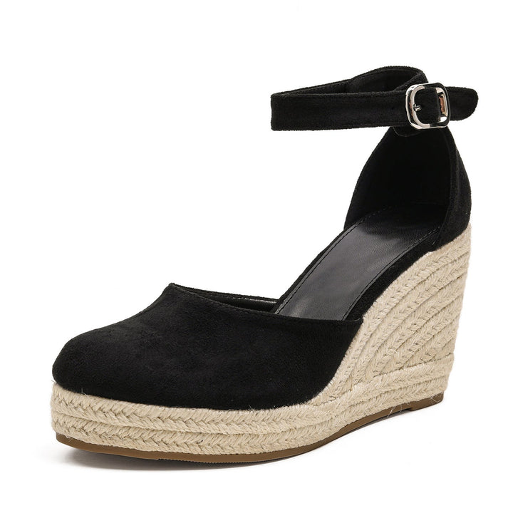 Womens Straw-Woven Jute-Strand High-Heel Sandals