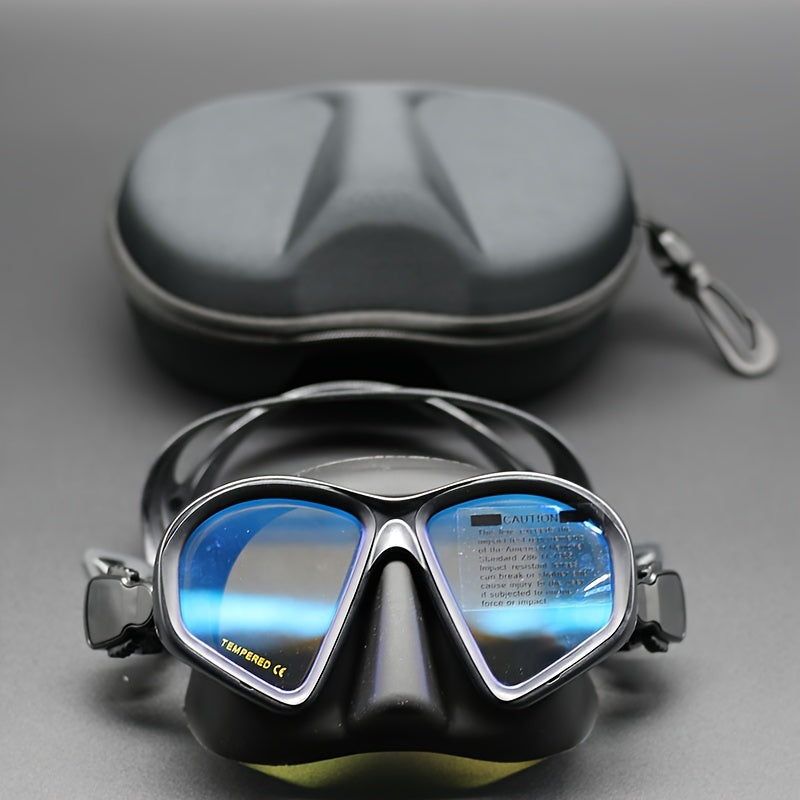 Gehärtete Tauchmaske mit Tasche - Taucherbrille mit Antifog und Kamerahalterung