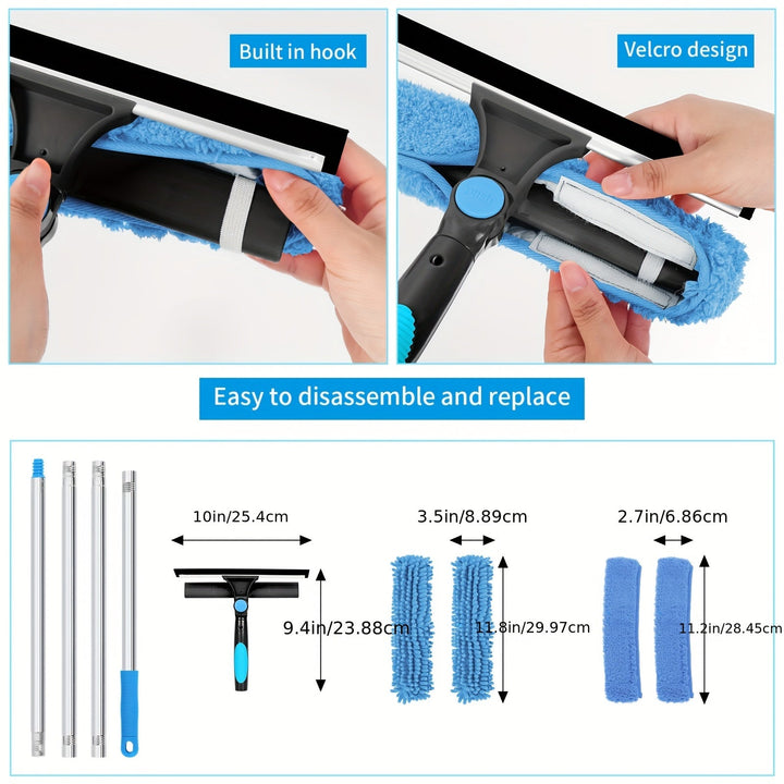 Crystal Clear Window Cleaner – 2-in-1 Professional Window and Glass Cleaning System with Telescopic Handle