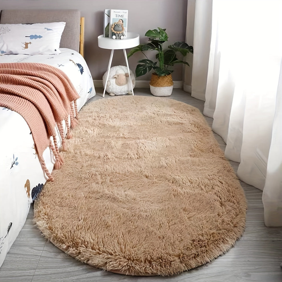 Oval Plush Rug – Soft Rug and Style for Bedroom and Living Room Décor