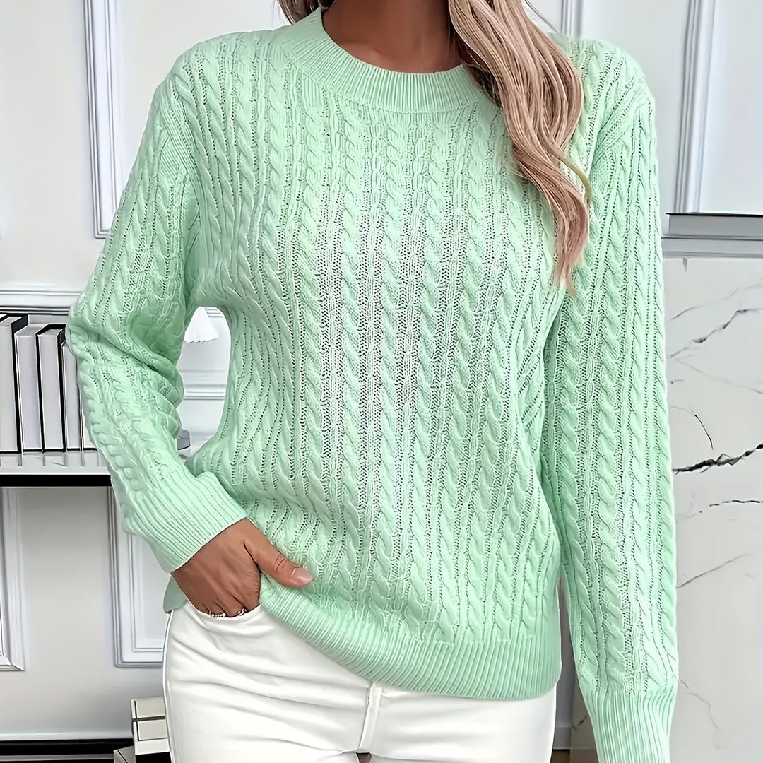 Ins Twist Round Neck Pullover Sweater Fashion Solid Color Long-sleeved Knitted Top For Women