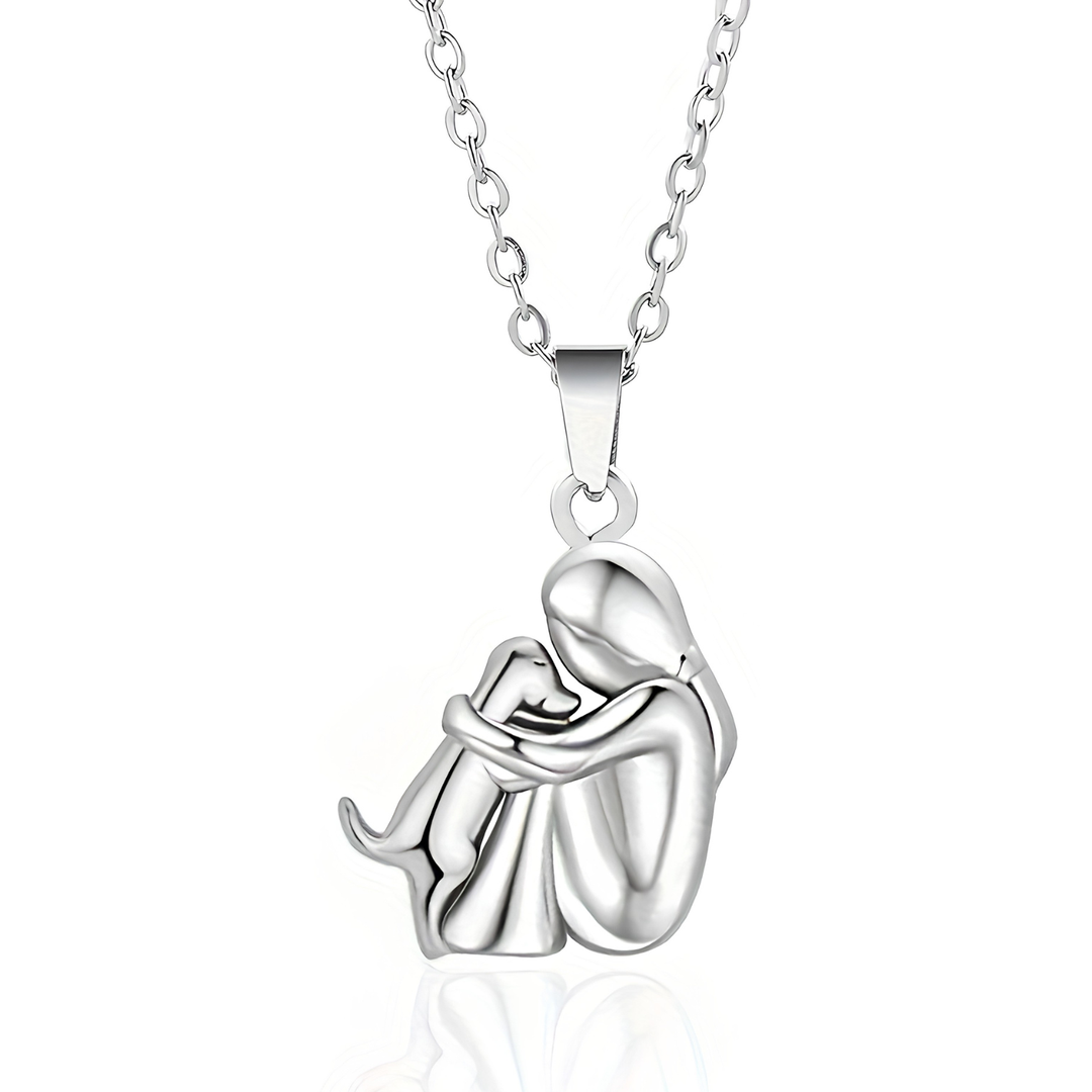 Fashion Little Girl And Dog Hug Necklace