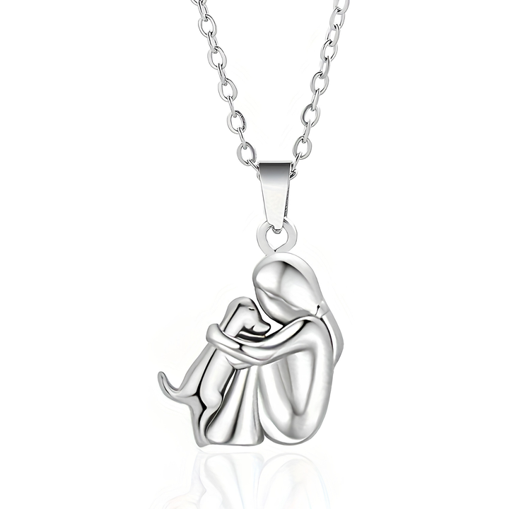 Fashion Little Girl And Dog Hug Necklace