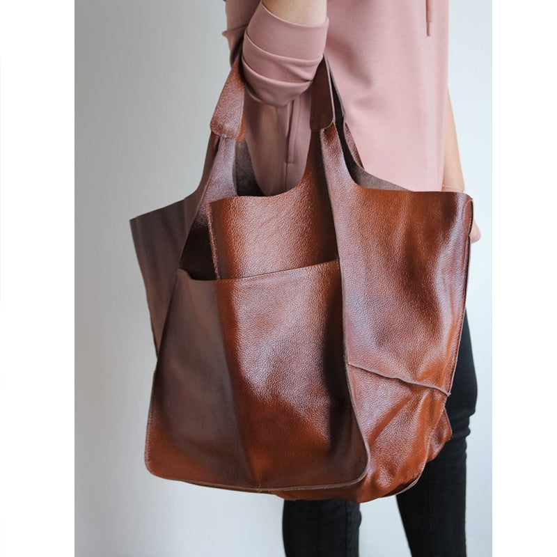 Oversized Leather Vintage Shoulder Bag for Women