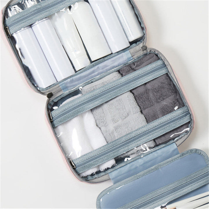 Travelique Travel Cosmetics Organizer | Compact and Waterproof | With 4 Compartments and 360° Hook | For Women and Men