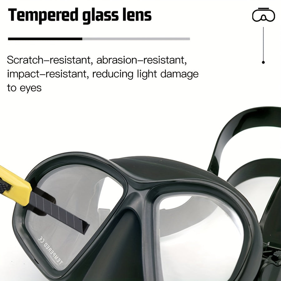 Gehärtete Tauchmaske mit Tasche - Taucherbrille mit Antifog und Kamerahalterung