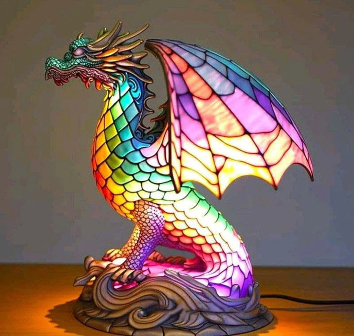 VitraGlow Handmade Glass Ornament | Elegant Resin and Glass Table Lamp with Vibrant Artistic Patterns