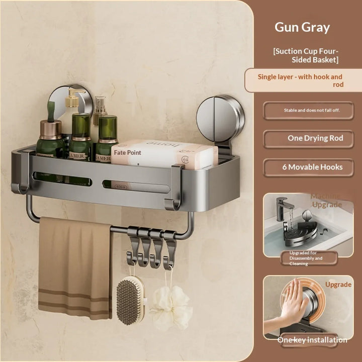 Luxury suction cup bathroom shelf without drilling