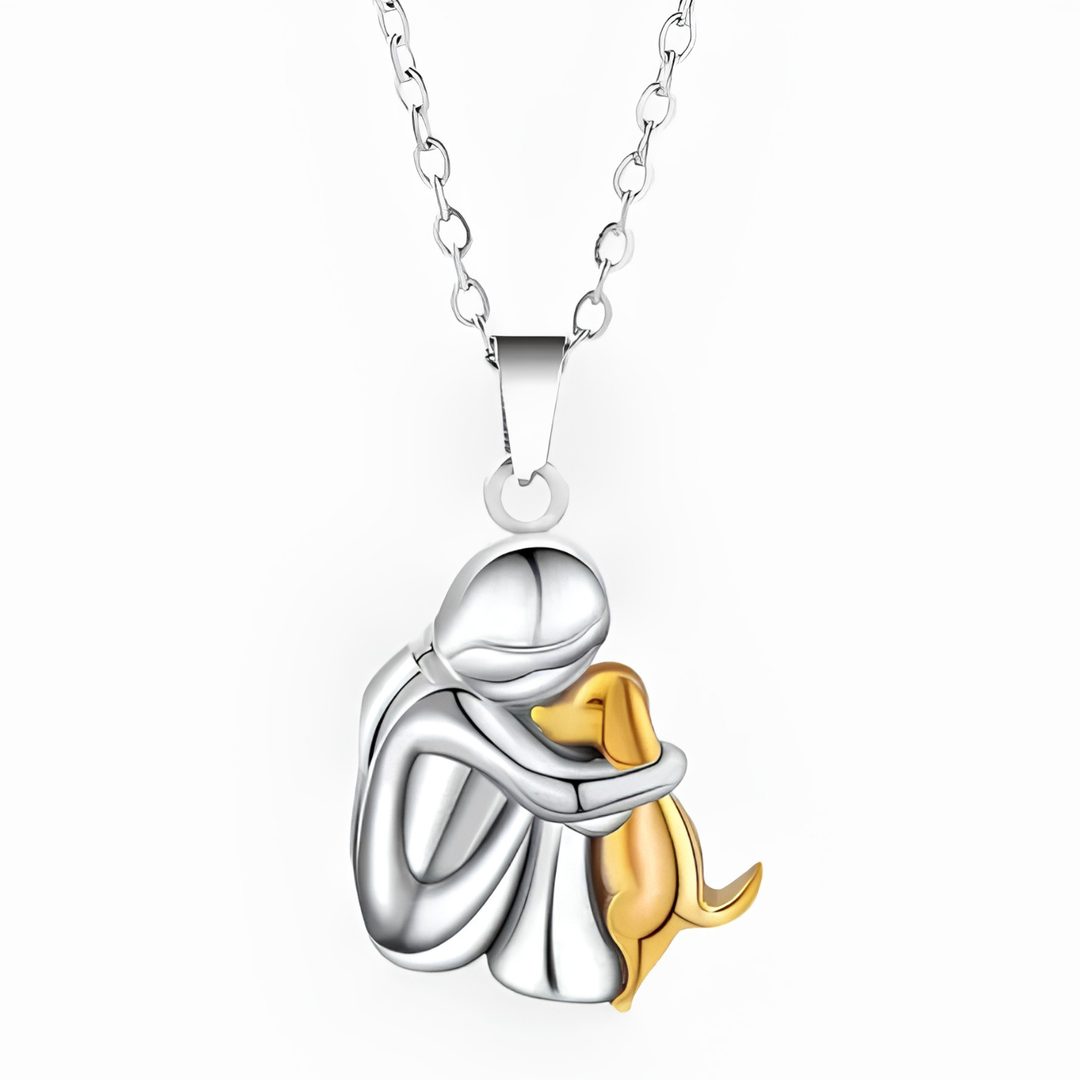 Fashion Little Girl And Dog Hug Necklace