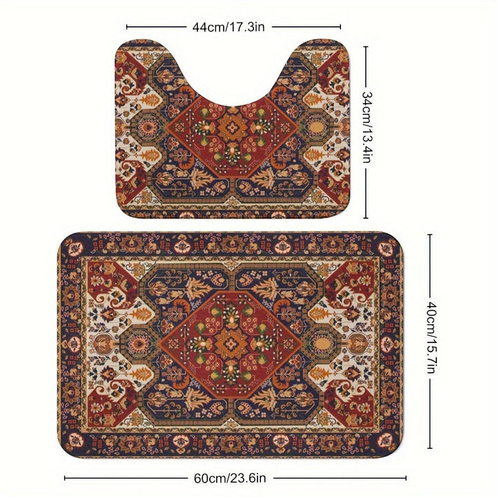 Persian-Inspired Bath Mat Set – Absorbent and Non-Slip