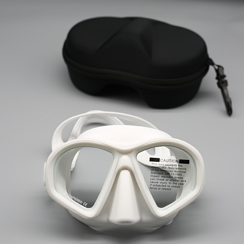 Gehärtete Tauchmaske mit Tasche - Taucherbrille mit Antifog und Kamerahalterung