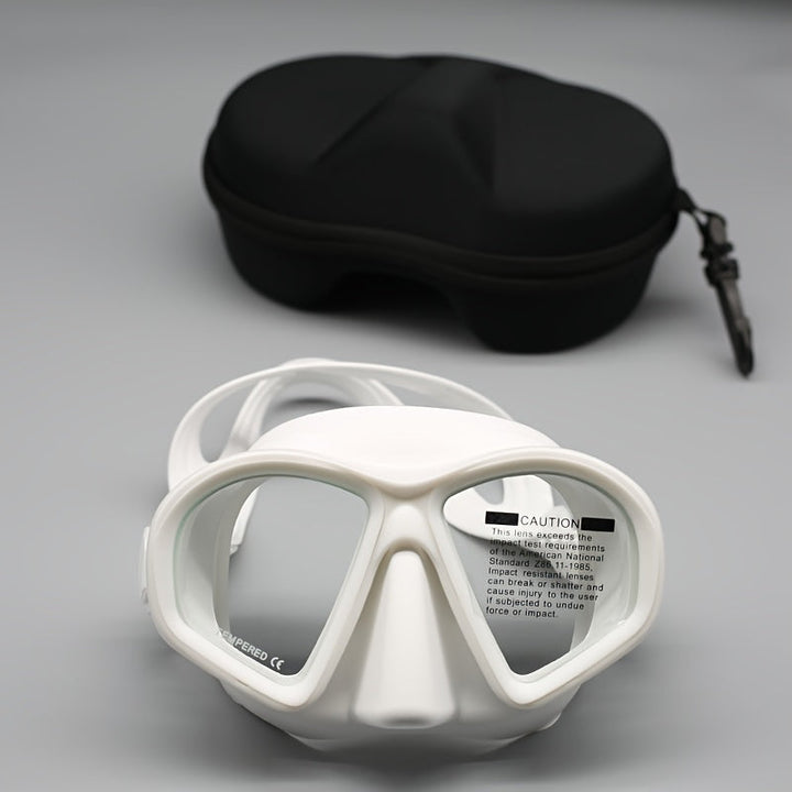 Gehärtete Tauchmaske mit Tasche - Taucherbrille mit Antifog und Kamerahalterung