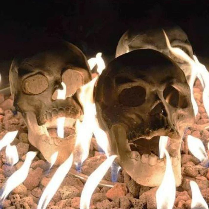 Ceramic Skull Fire Decoration — Smoke-Free Flame Accent for Fire Pits