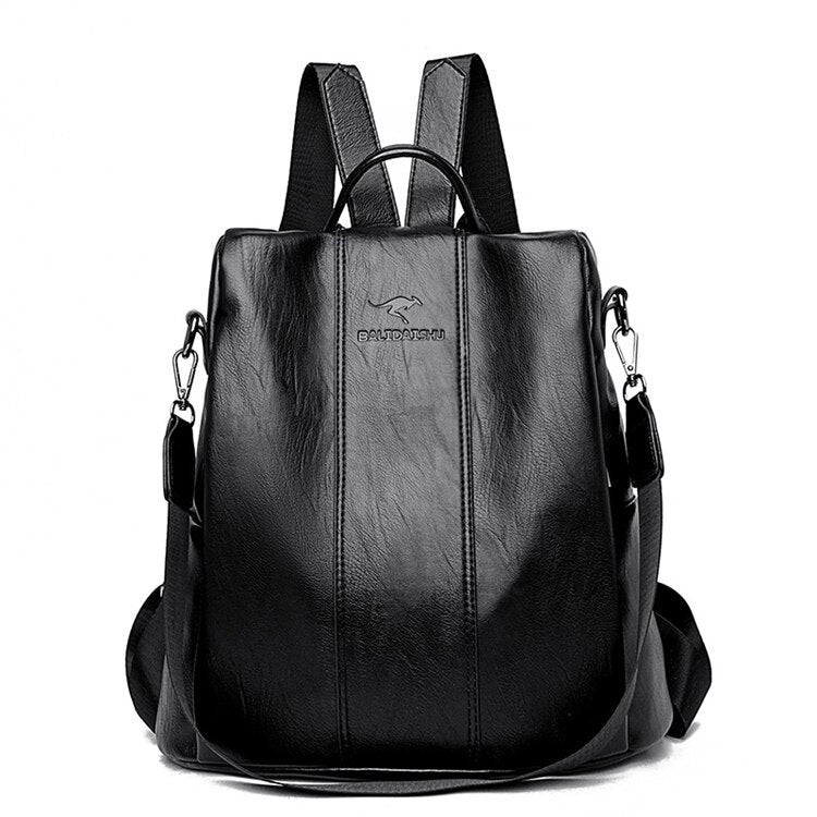 Diebstahlsicherer Lederrucksack für Frauen im Vintage-Stil
