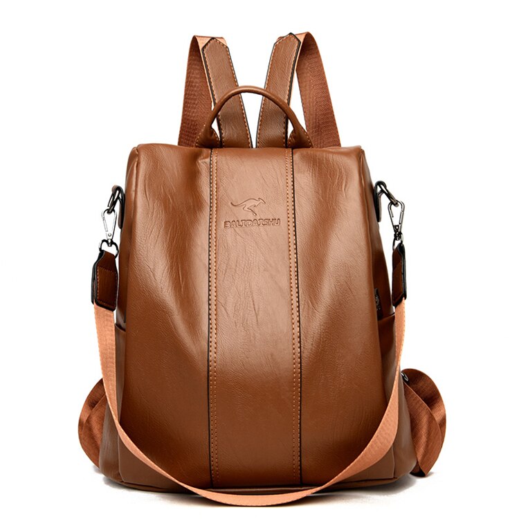 Diebstahlsicherer Lederrucksack für Frauen im Vintage-Stil