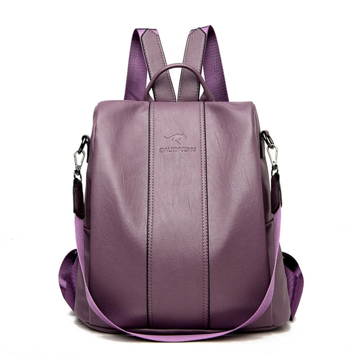 Diebstahlsicherer Lederrucksack für Frauen im Vintage-Stil