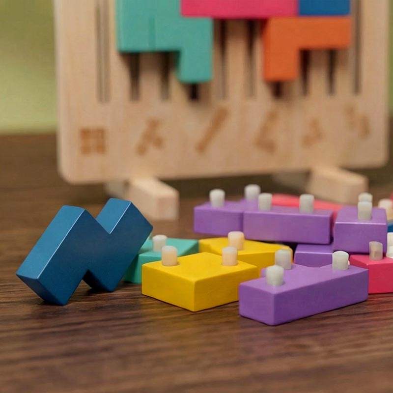 Montessori Wooden Tetris Stacking Puzzle – Educational Toy