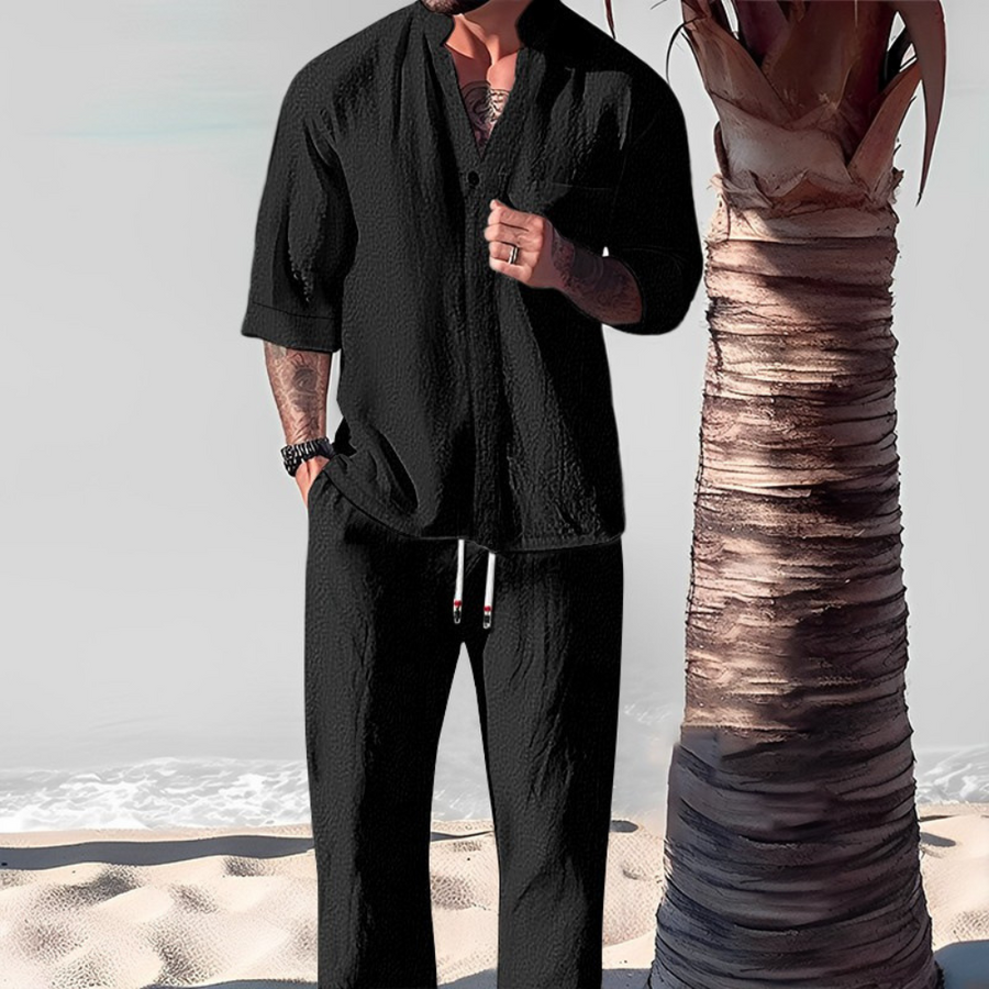 Vintage Linen Tracksuit Men's 2-Piece Set
