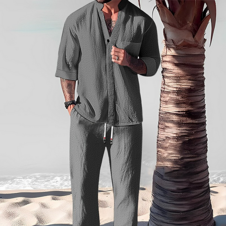 Vintage Linen Tracksuit Men's 2-Piece Set