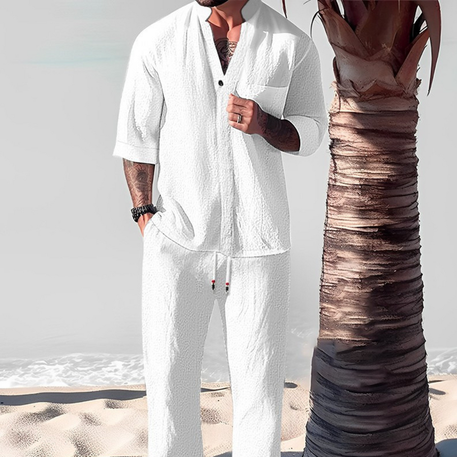 Vintage Linen Tracksuit Men's 2-Piece Set