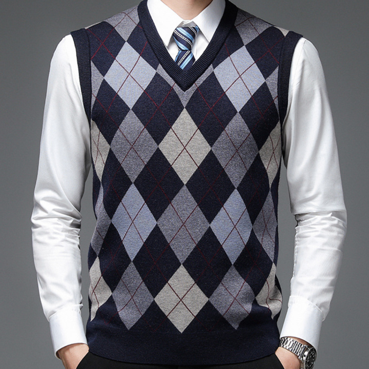 Men's Jumper with Stylish Argyle Pattern - Felix