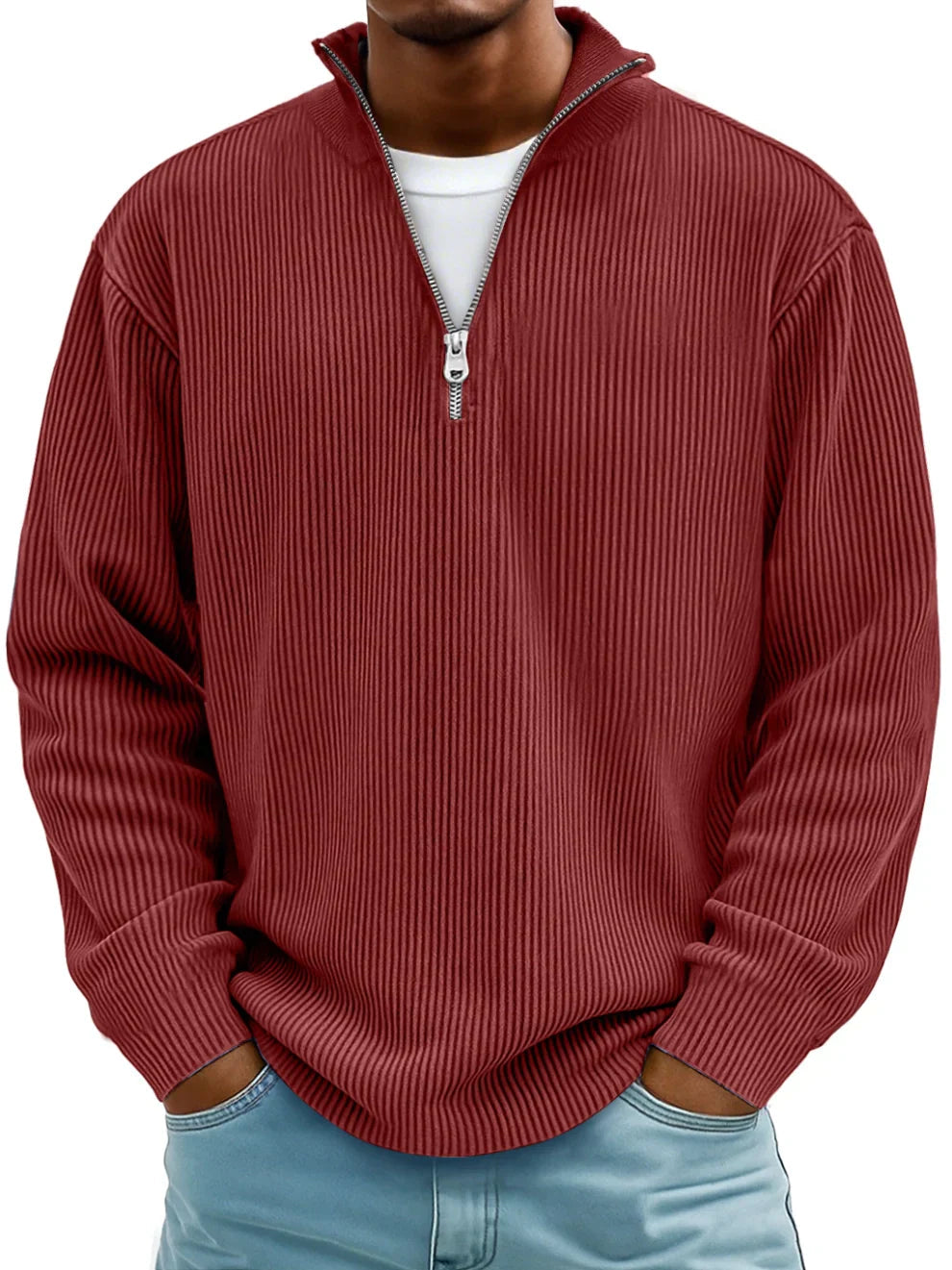 Relaxed-Fit Half-Zip Jumper in Hard-Wearing Knit