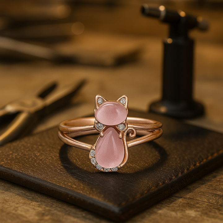Cat Ring in Pink Gold