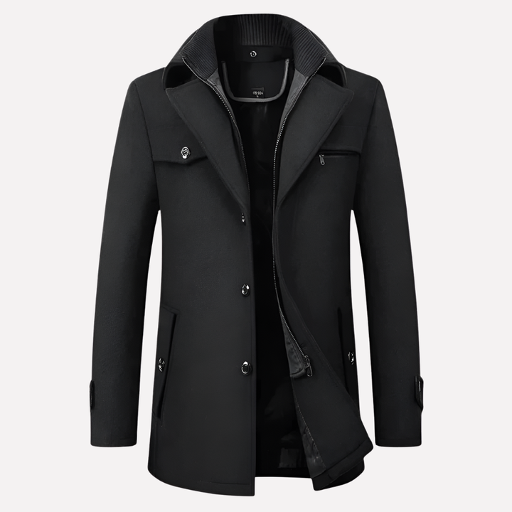 Men’s Jacket with Lapel Collar and Buttons