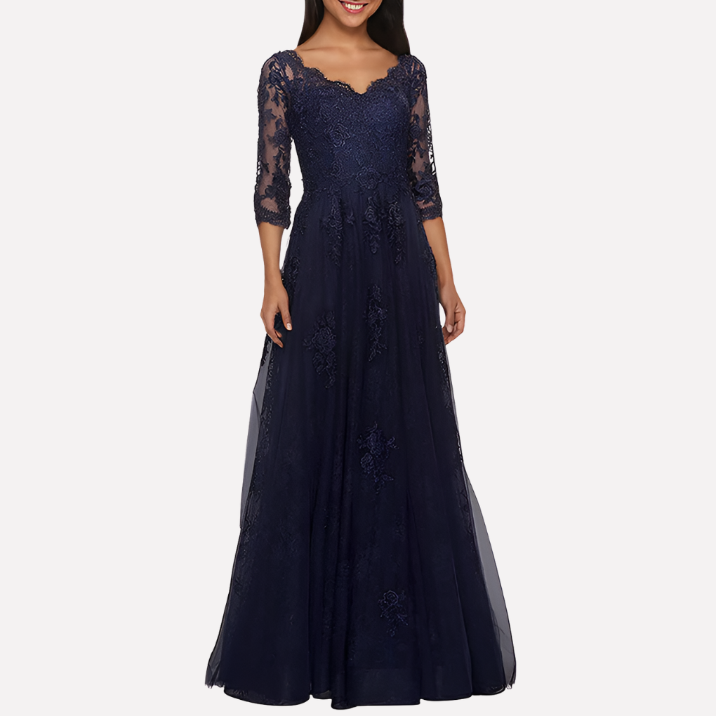 Elegant A-Line Dress with Classic Round Neck for Women
