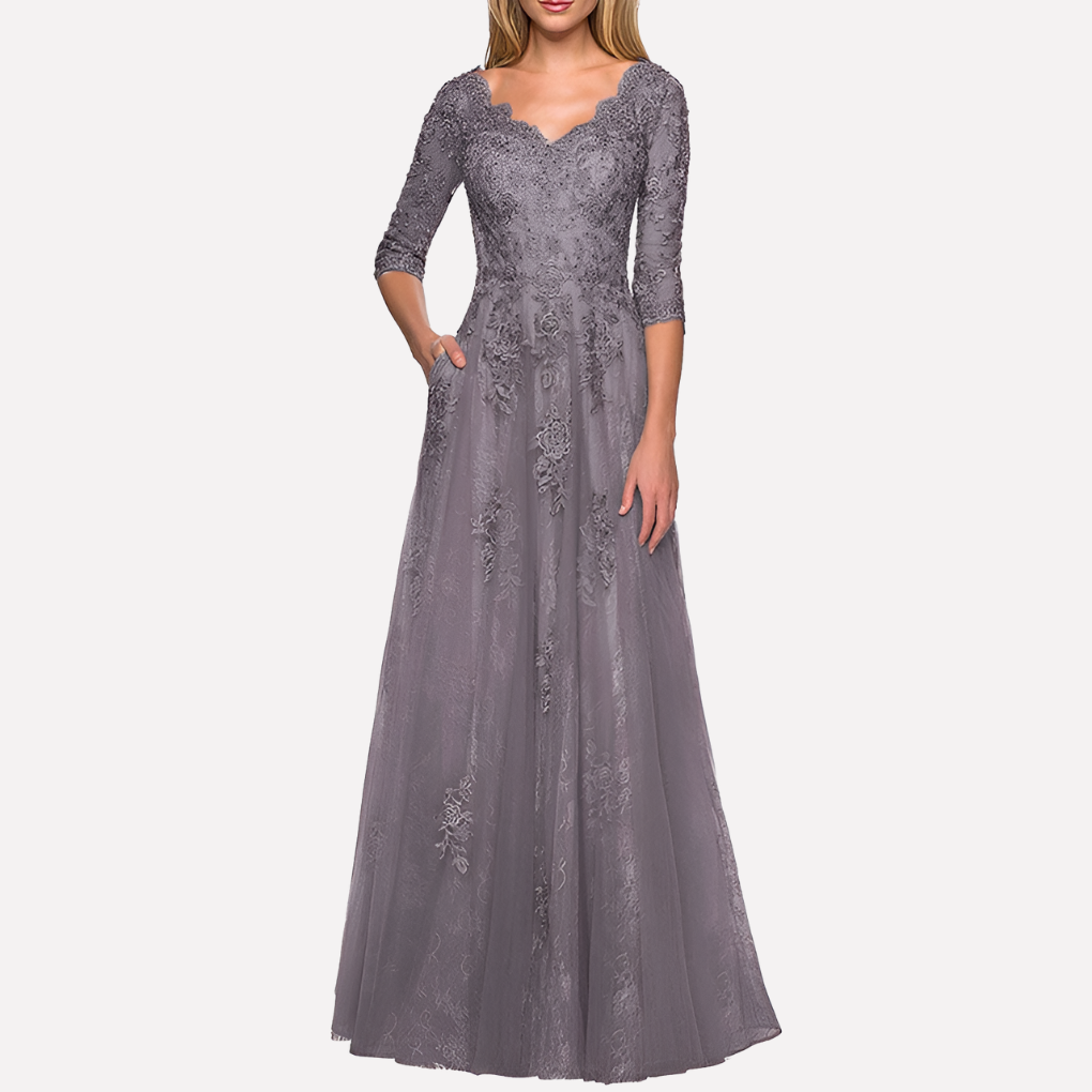 Elegant A-Line Dress with Classic Round Neck for Women