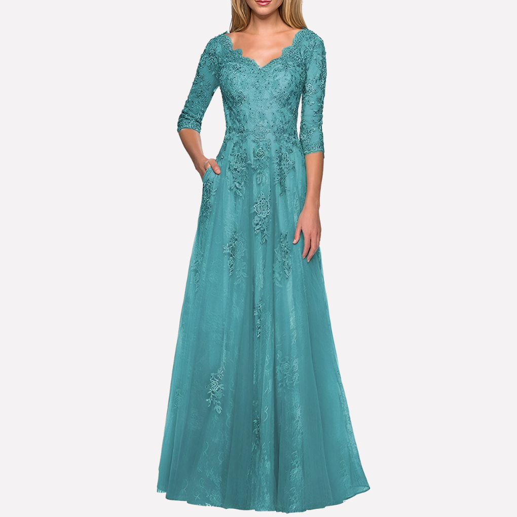 Elegant A-Line Dress with Classic Round Neck for Women