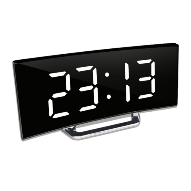 Digital Alarm Clock | Curved LED Mirror Display | Automatic Dimming Function