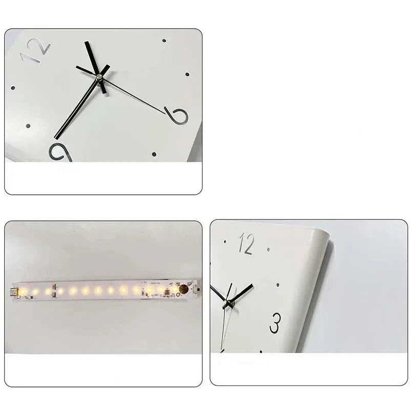 Double-Sided Square Wall Clock | Illuminated Minimalist Design