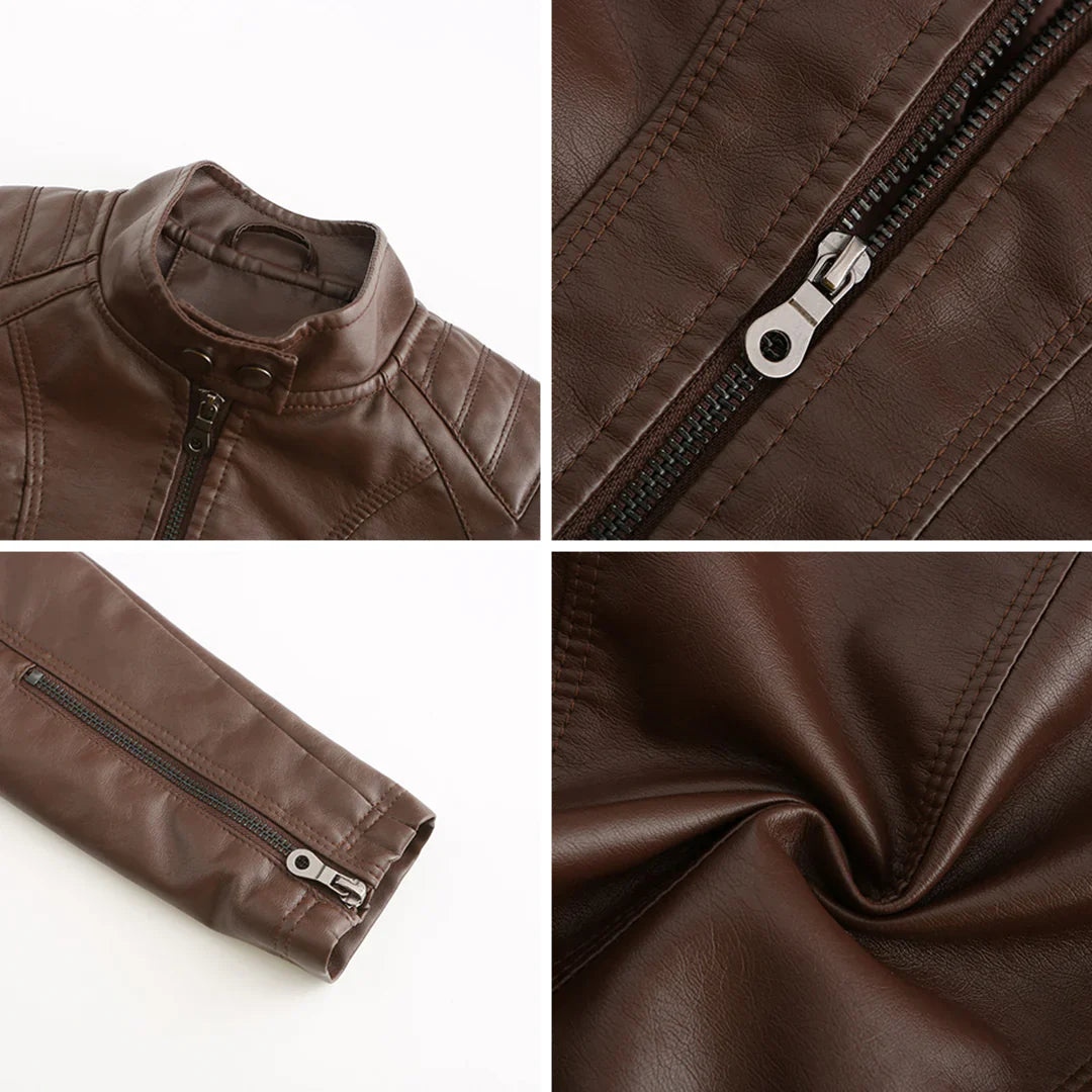 Faux Leather Biker Jacket for Women