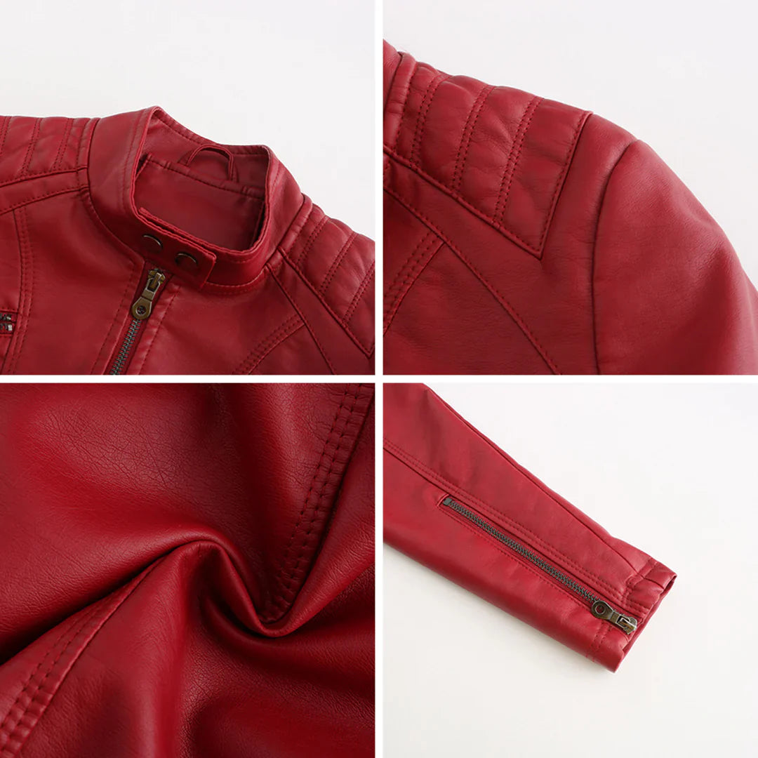 Faux Leather Biker Jacket for Women