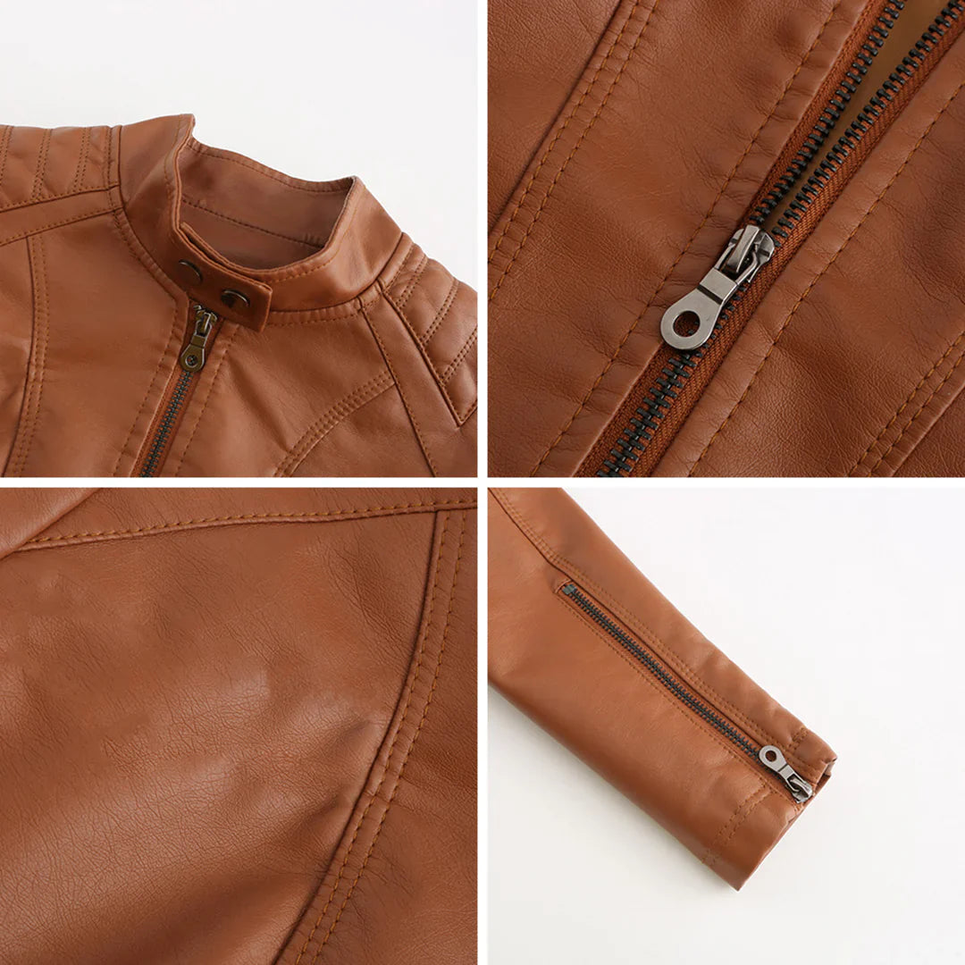 Faux Leather Biker Jacket for Women
