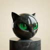 NoirCat Sculpture – Black Cat Head with Mesmerising Eyes