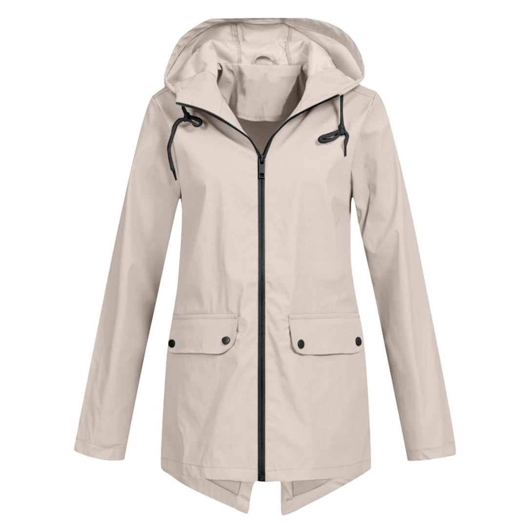 water-resistant Women's Mid-Length Jacket with Zipper