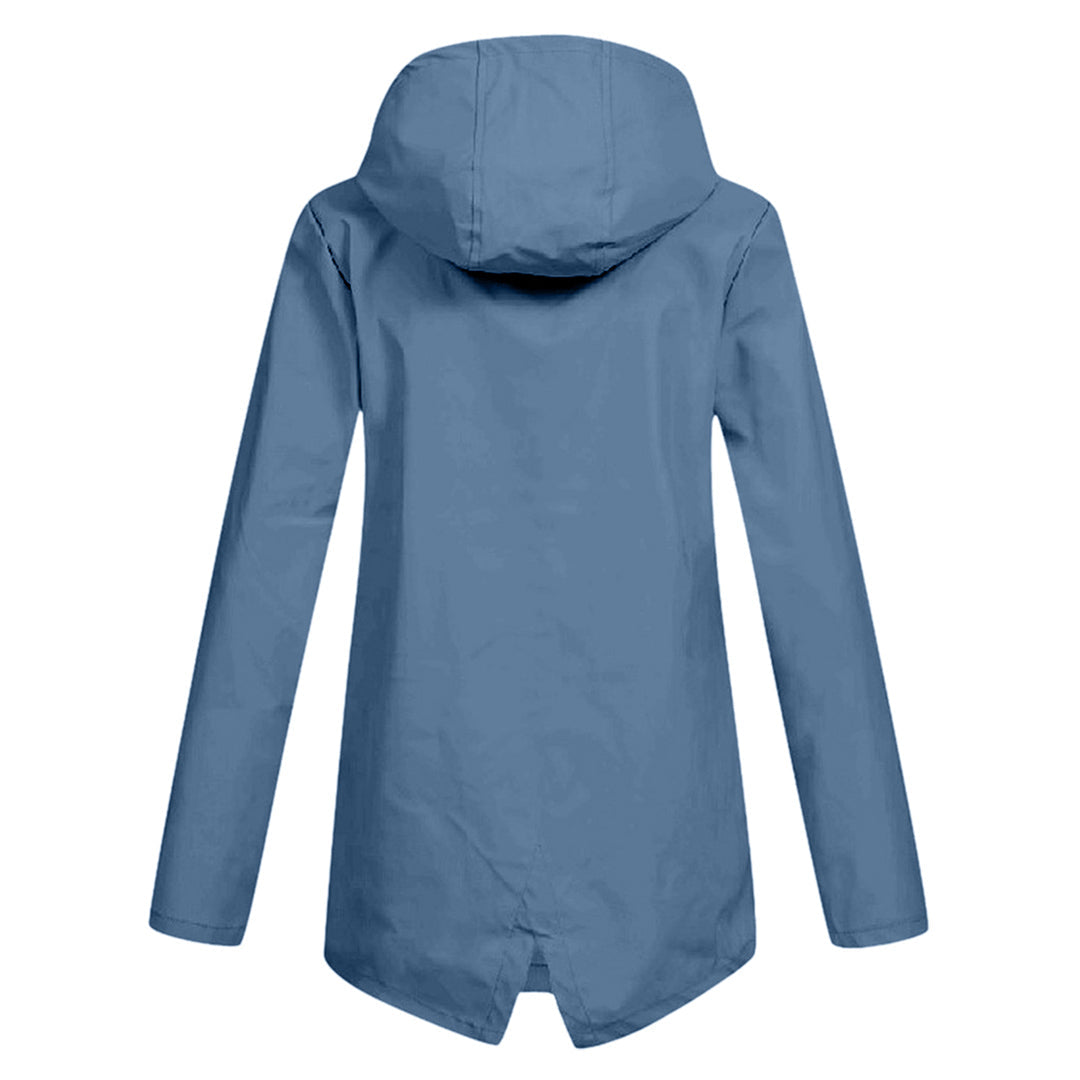Waterproof Women's Mid-Length Jacket with Zipper