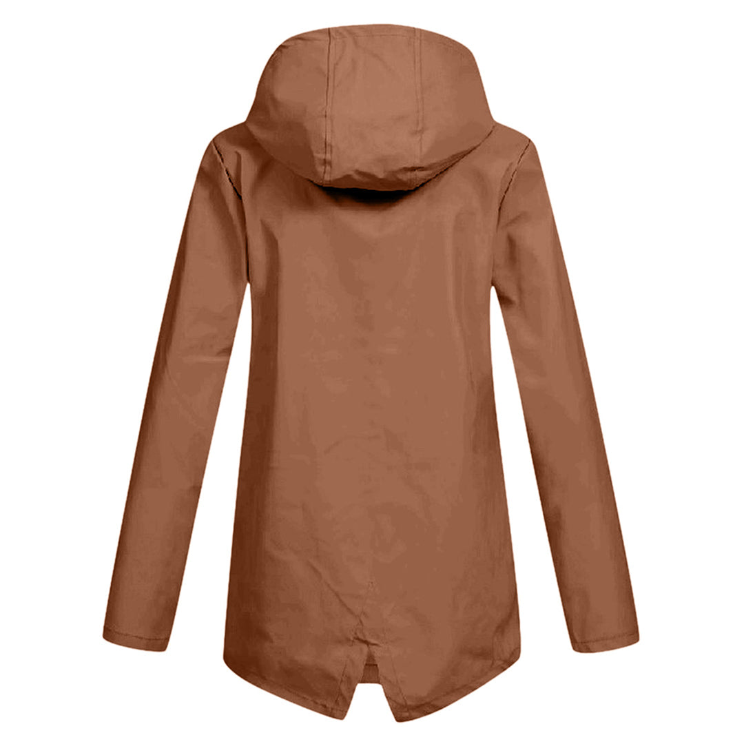 Waterproof Women's Mid-Length Jacket with Zipper