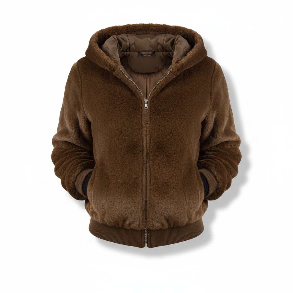 Fluffy Hooded Cardigan - Christina