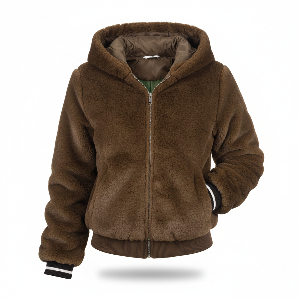 Fluffy Hooded Cardigan - Christina