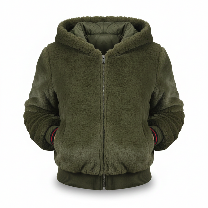 Fluffy Hooded Cardigan - Christina