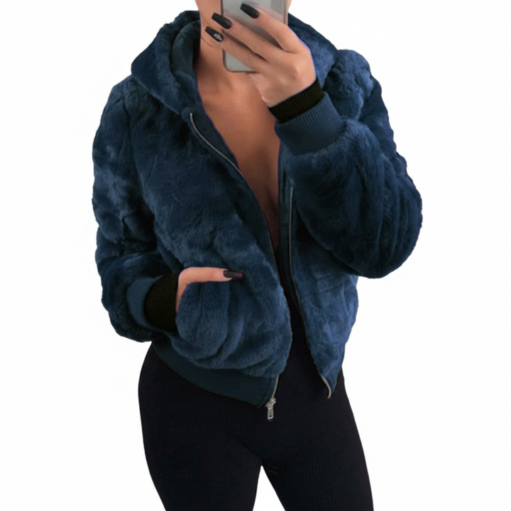 Fluffy Hooded Cardigan - Christina