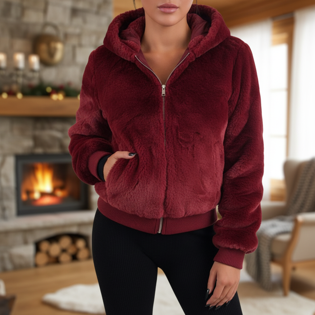 Fluffy Hooded Cardigan - Christina