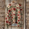 Vintage Christmas Art Print Knit Turtleneck Pullover Sweater