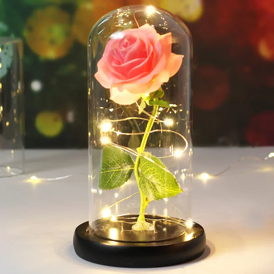 CrystalAura LED Rose Dome | Elegant Illuminated Rose for Wedding and Event Decorations