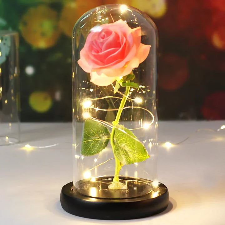 CrystalAura LED Rose Dome | Elegant Illuminated Rose for Wedding and Event Decorations